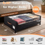 100L Extra Large Under Bed Storage with Wheels, 9.5" Extra Tall Storage Box - Image 2