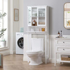 Spirich Over the Toilet Storage Cabinet with Moru Glass Doors, White - Image 3