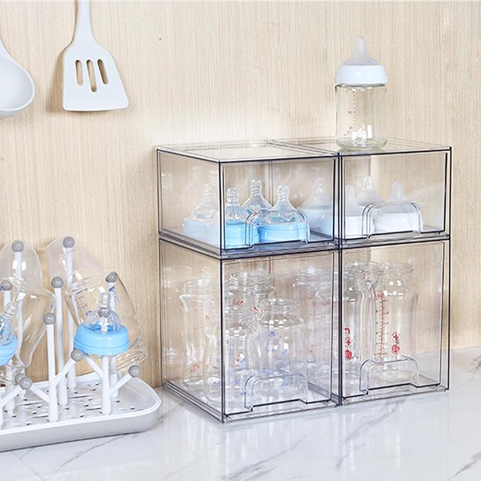 Vtopmart Clear Stackable Storage Drawers, 2 Pack Tall Plastic Organizers - Image 6