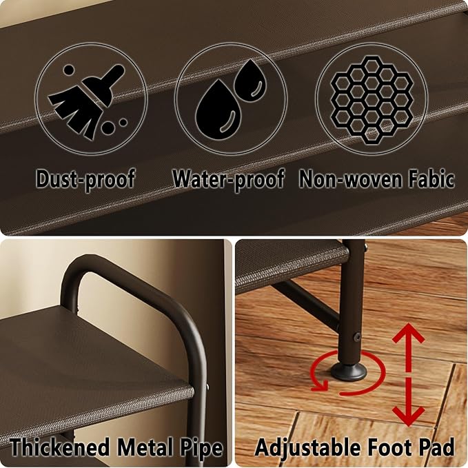 INGIORDAR 3 Tier Long Shoe Rack Organizer for Closet Metal Shoe Storage - Image 6