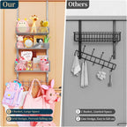 Consumest Over The Door Hooks Organizer - 4 Tier Door Coat Rack with 3 Baskets & 12 Hooks, Stainless Steel Towel Hanger for Bedroom, Bathroom, Living Room, Silver - Image 3