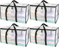 BALEINE 4-Pack Oversized Moving Bags with Reinforced Handles, Heavy-Duty Storage Tote for Clothes, Moving Supplies (Clear, 4-Pack) by BALEINE