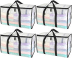 BALEINE 4-Pack Oversized Moving Bags with Reinforced Handles, Heavy-Duty Storage Tote for Clothes, Moving Supplies (Clear, 4-Pack) by BALEINE