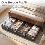 Yecaye 70L Under Bed Storage with Wheels, 2Pack Larger Capacity Under Bed Storage Containers, Underbed Shoe Storage Organizer, Rolling Under Bed Metal Drawers for Clothes, Blankets(35.5 x 17 x 6.7in) - Image 6