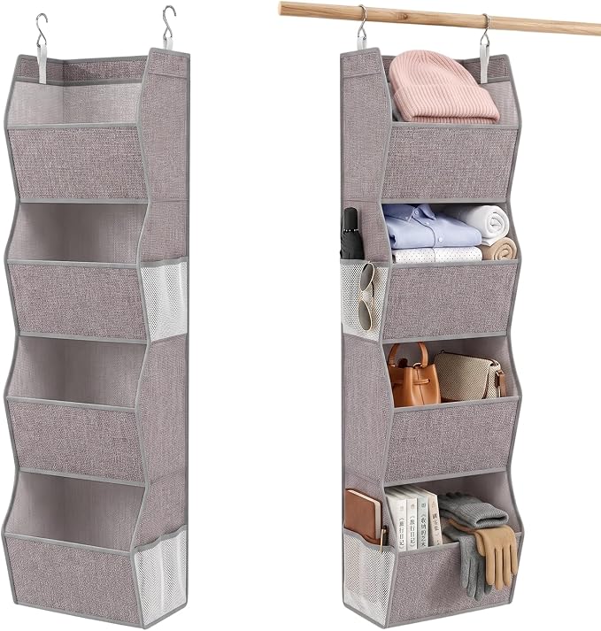 Hanging Closet Organizer 4-Shelf Wide Trapezoid, Heather Grey by coastalrose