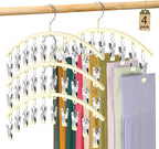 Volnamal Legging Organizer for Closet,4 Pack Metal Yoga Pants Hangers,Ivory | Clothes Hanger w/10 Clips Hold 40 Leggings,Space Saving Hanging Closet Organizer College Dorm Essentials Apartment Essential by Volnamal