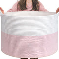 INDRESSME XXXLarge Woven Rope Blanket Basket Living Room Pink, 90L by INDRESSME
