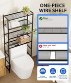 4-Tier Over The Toilet Storage Rack, Bathroom Organizer with One-Piece Metal Mesh Shelves, Over Toilet Shelf with Adjustable Feet & Anti-Tip Kit, Space-Saving Bathroom Storage, Black - Image 4