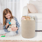 XUANGUO Cotton Rope Laundry Basket Hamper for Clothes, oatmeal - Image 5