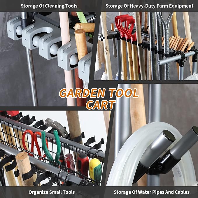 Heavy duty garden tool organizer garage storage holder storage large long farming tools lawn tool metal rack shovel and rake organizer - Image 6