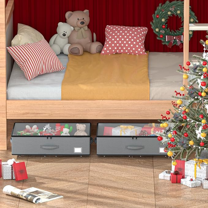 EE-RoomWorld Under Bed Storage with Wheels, No Assemble Required 7.5 inches height Under Bed Storage bins,Large capacity Rolling Underbed Shoe Storage containers，dorm underbed storage drawers - Image 6