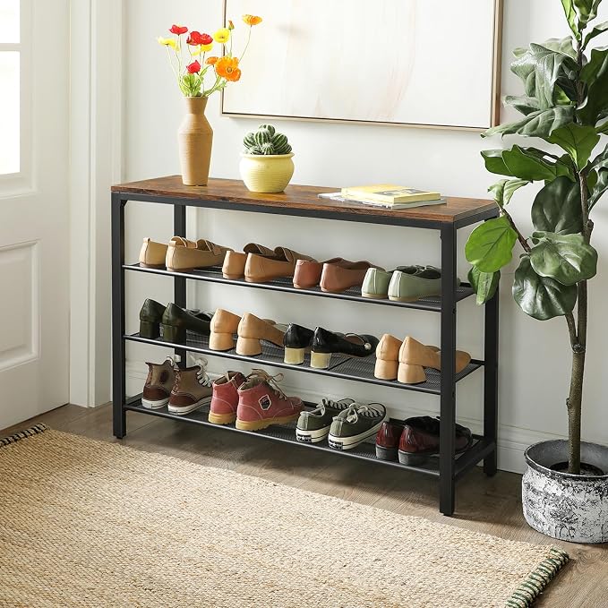 VASAGLE 4-Tier Shoe Rack, 16-20 Pairs, Metal Mesh - Image 2