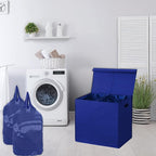 Simple Houseware Double Laundry Hamper with Lid & Removable Bags, Dark Blue - Image 2