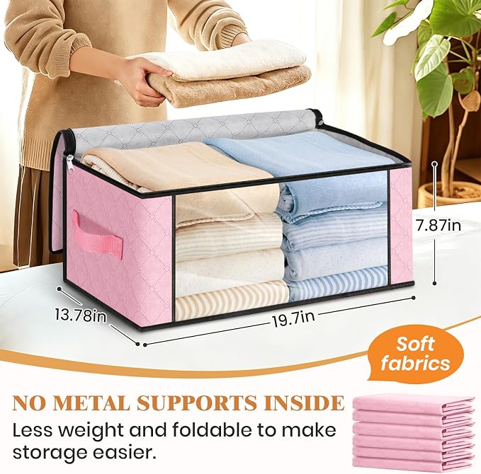 Fab totes 35L Closet Organizers, Foldable Under Bed Storage Containers | Storage Bags with Zippers,Window and Handles for Organizing Bedroom, Closet, Clothing,Organization with Handle - Image 2