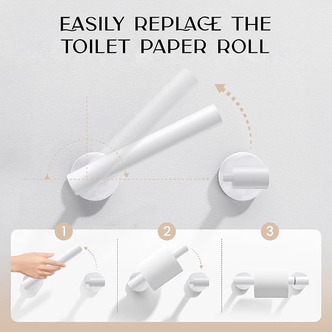 Day Moon™ - Toilet Paper Holder - Modern Roll Holder for Bathroom - 1 Pack - Wall Mount - Classic, White - Image 4