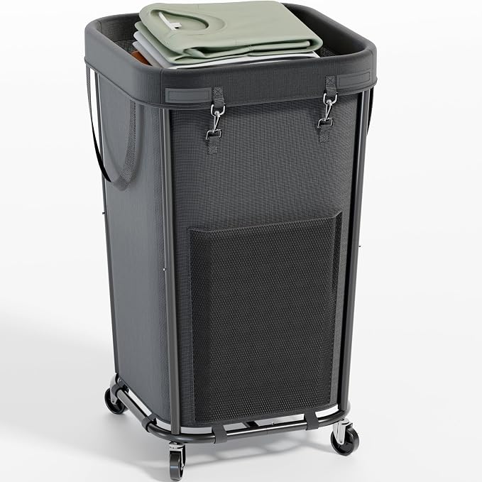 Homedepal 160L Rolling Laundry Basket with Wheels & Removable Bag - Easy‑Move Hamper for Bathroom and Laundry Room (160L Black) - Image 2