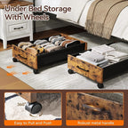 Wooden Under Bed Storage Drawer with Wheels for Space-Saving Storage - Image 3
