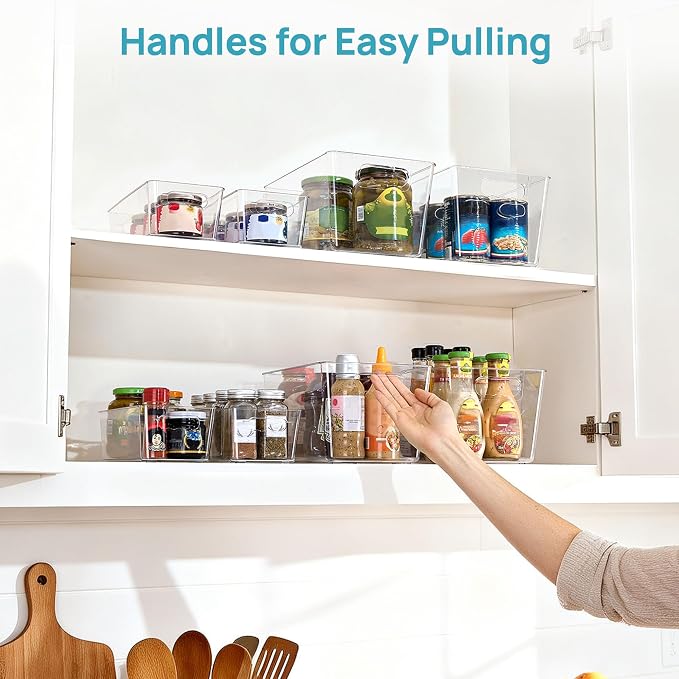 Vtopmart 8 Pack Clear Storage Bins Set for Pantry Organizer - Image 5