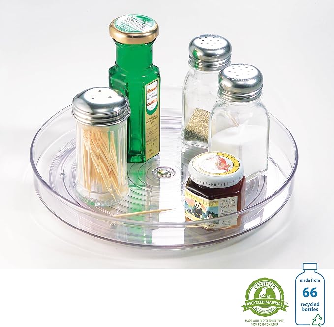 iDesign 9-Inch Lazy Susan Organizer - Small Lazy Susan Turntable for Cabinet or Pantry, 2-Pack, Clear - Image 4