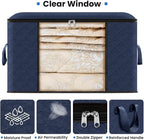 Fab totes 3 Pack Storage Bags for Clothes Blanket Storage Bins with Lids | Foldable Closet Organizers with Zippers,Window and Handles,Fabric Storage Bins for Sweater,Comforter,Bedding,Dorm essentials - Image 4
