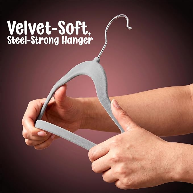 Utopia Home Kids Velvet Hanger 20 Pack – 11" Premium Baby Hangers - Grey - Image 5