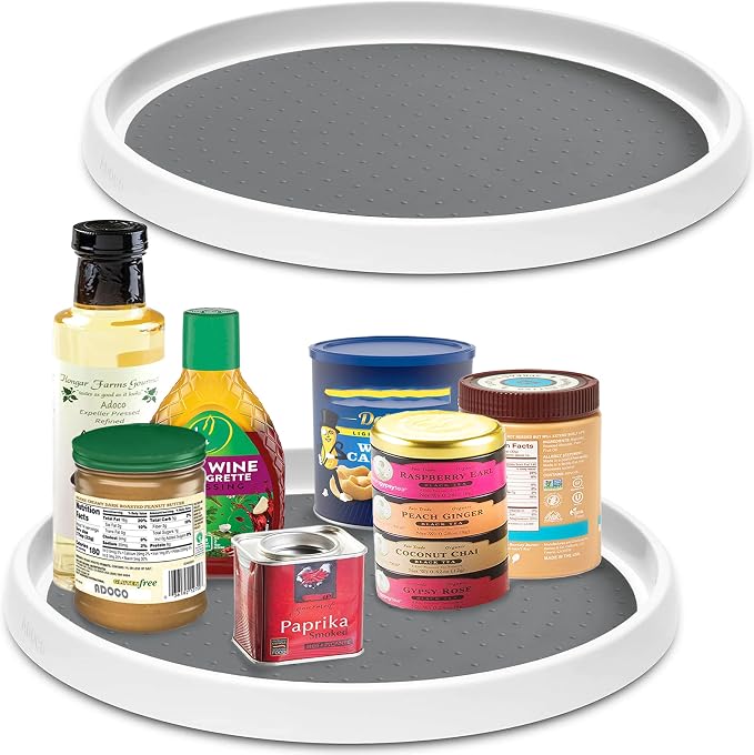 Set of 2, 12 Inch Non-Skid Lazy Susan Organizer, Pantry Lazy Susan Turntable for Cabinet, Kitchen Cabinet Organizer, Pantry Organization and Storage -Size- 12"x1.5" by BBQTOOLACCESSORIESFORGRIDDLE