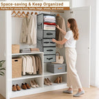 Durable 6-Tier hanging closet organizer with 5 Drawers & 3 Side Pocket,Thickened Fabric Hanging Shelves Holder with Sturdy Hook,Space-saving Storage Organization for Bedroom,Dorm,Guestroom,RV,Bathroom - Image 7
