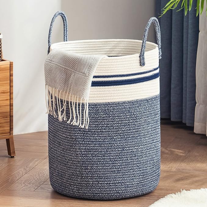YOUDENOVA Cotton Rope Laundry Hamper Basket, 72L Blanket Basket for Nursery by YOUDENOVA