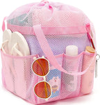 Fammart Mesh Shower Caddy Portable with Drawstring, Dorm Room Essentials for College Girls Guys, 8-Pocket Extra Large Shower Bag Basket Tote for Camping Beach Gym Travel Toiletry Bathroom by Fammart