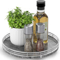 AHM10-Inch Gray Marble Lazy Susan with Silver Iron Frame by AMH