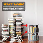 SpaceAid 2 Tier Rotating Bookshelf Tower, Spinning Bookcase Lazy Susan, Revolving 360 Book Shelf Storage Round Carousel, Vertical Rotate Turning Spiral Corner Organizer, Gray - Image 3
