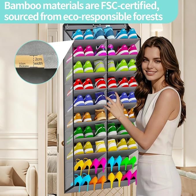 Shoe Rack for Door, Over Door Shoe Organizer for Closet - Image 5