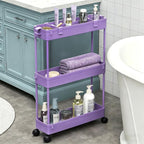 SPACELEAD Slim Storage Cart 3 Tier,Bathroom Organizer Rolling Utility,Mobile Shelving Unit Slide Out for Office, Kitchen, Laundry Room & Narrow Places,Purple - Image 8