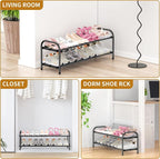 Hleelomi 2-Tier Metal Expandable Shoe Rack for Closet and Entryway, Black - Image 8