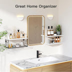 Amada Bathroom Shelves with Storage Basket, Set of 3, White - Image 7