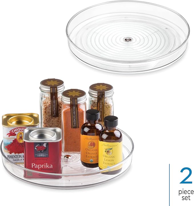 iDesign 9-Inch Lazy Susan Organizer - Small Lazy Susan Turntable for Cabinet or Pantry, 2-Pack, Clear - Image 2