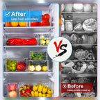 Pure Future 10-Pack Clear Fridge Organizer Containers with Lids, Stackable BPA-Free Refrigerator & Produce Storage Containers with Drain Tray & Anti-Slip Base for Fruits, Veggies & Drinks - Image 3