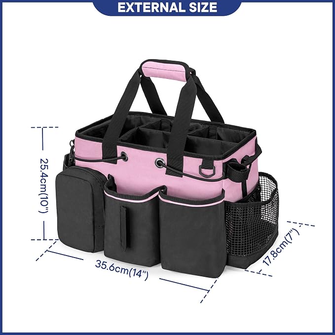 LoDrid Large Professional Cleaning Caddy with Detachable Divider, Pink - Image 6