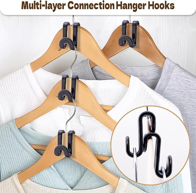 Mlici Clothes Hanger Connectors - 60 Pcs Multi-Level Cascading Hooks, Black - Image 2
