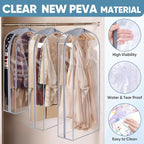 BALEINE 9PK Clear Garment Bags for Hanging Clothes, 60" Dress Suit Bag - Image 4