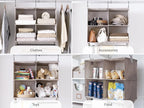 StorageWorks Hanging Closet Organizer with Rod, 4 Sections, 2 Tiers, Brown | Maximize Closet Space with 4 Open Sections and Built-in Rod for Hanging Clothes Below - Image 8