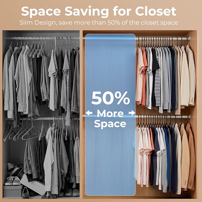 HOUSE DAY Black Plastic Hangers 120 Pack, Slim Space-Saving Clothes Hangers - Image 6
