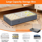 90L Under Bed Storage Containers,2-Pack Closet Organizer Storage Bins,Black | for Organization and Storage Clothes, Shoes, Blankets & Pillows,Visible Transparent Top Storage Bins with Lids - Image 2