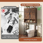 Over The Toilet Storage Cabinet,31" W Bathroom Organizer, Brown - Image 7