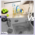 SWTYMIKI Sink Caddy Kitchen Sink Organizer with Detachable Brush Holder, Stainless Steel Sponge Holder with Removable Drip Tray Sponge Caddy for Kitchen Countertop, Gold - Image 6