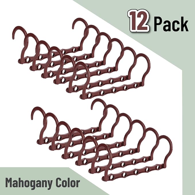 Mr. Pen- Space Saving Hangers for Clothes, 12 pcs, Mahogany Color, Plastic Multi Clothes Hangers Space Saving, 5 Slots, 360° Rotating Hooks - Image 2