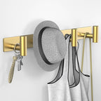VAEHOLD Hat and Coat Wall Mount Rack - Hooks for Robes, Bags, Keys, and Towels - Bathroom Towel Hanger Organizer (Gold, “T“ Shape 4 Hooks 1 Pack) - Image 2