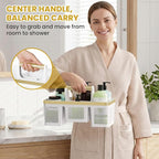 BYUNER Portable Cleaning Caddy & Shower Basket: Hard Plastic Caddy Organizer with Handle, 4 Divided Compartments, All-Side Drainage for Bathroom, Dorm & Utility, College Dorm Room Essentials - Image 4