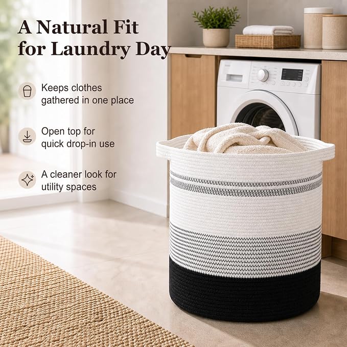 OIAHOMY 80L Laundry Basket Laundry Hamper Nursery Hamper Gradient Dark - Image 4