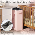 Optish 50L Pink Slim Laundry Hamper, Narrow Laundry Basket with Handles, Baby Girl Hamper for Nursery, Dorm, Bedroom, Living Room, Collapsible Laundry Basket - Image 4